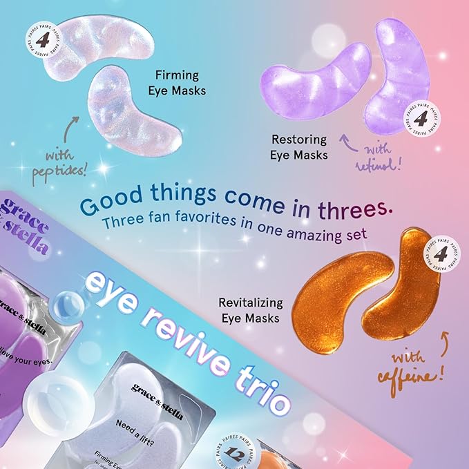 grace & stella Under Eye Patches (12 pairs) Eye Masks for Dark Circles and Puffiness - Birthday Gifts for Women, Bachelorette Party Favors, Bridesmaid Proposal Gifts, Self Care, Spa, Relaxation, Vegan-VivaGrace Women