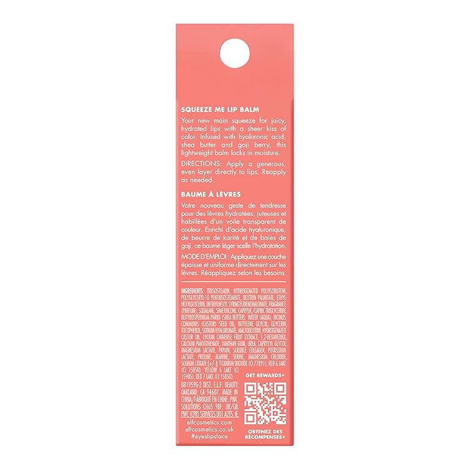 e.l.f. Squeeze Me Lip Balm, Moisturizing Lip Balm For A Sheer Tint Of Color, Infused With Hyaluronic Acid, Vegan & Cruelty-free, Strawberry-VivaGrace Women