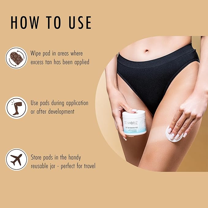 St Moriz Professional Self Tan Remover Pads - Removes Self Tanner Instantly - Fix Tanning Mistakes - Rapid Self Tan Eraser - Gentle on Skin - Dermatologically Tested - Vegan - 60 Pads-VivaGrace Women