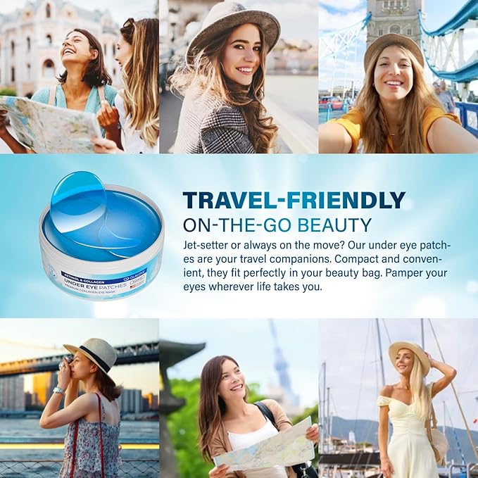 Under Eye Patches for Puffy Eyes: 60 Count Retinol Collagen Eye Gels Pads - Eye Skin Treatment Mask for Dark Circles, Wrinkles Puffy & Bags - Anti-Aging & Rejuvenating Eye Masks Women, Men (Blue)-VivaGrace Women