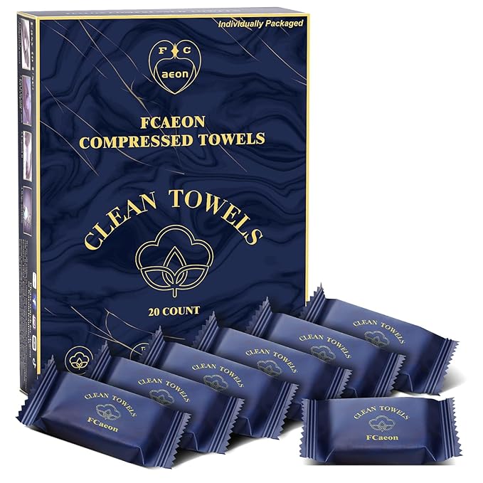 Disposable Towel, Thicken Compressed Towel Large, Soft Facial Washcloth Reusable Portable Cotton Tissue for Travel,Camping,Hiking,Hotel,Beauty Salon,Outdoor Activities(Dark Blue 20PCS)