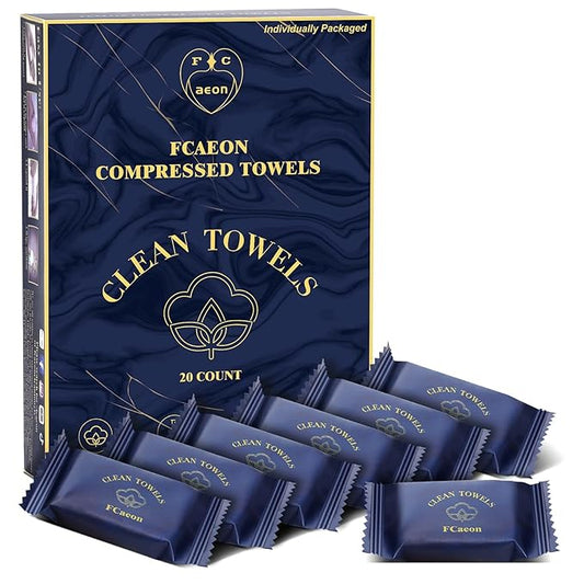 Disposable Towel, Thicken Compressed Towel Large, Soft Facial Washcloth Reusable Portable Cotton Tissue for Travel,Camping,Hiking,Hotel,Beauty Salon,Outdoor Activities(Dark Blue 20PCS)