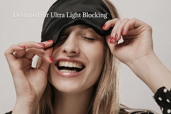 Premium Handcrafted 25 Momme Mulberry Silk Eye Mask for Sleeping (Natural White)-VivaGrace Women