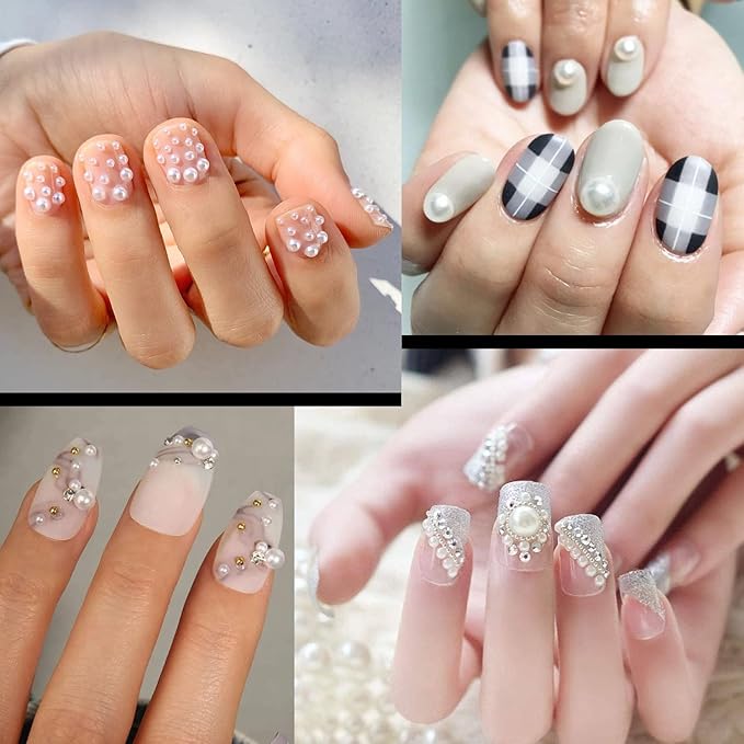 Flat Back Rhinestone+Half Round Pearl Kits Colorful Rhinestones+White Pearls with Picker Pencil and Tweezer for Home DIY and Professional Use-VivaGrace Women