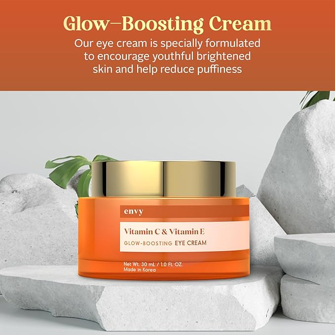 Envy Vitamin C & Vitamin E Under Eye Cream - For Dark Circles and Puffiness, Brightening & Anti-Aging Under Eye Cream - Rejuvenates Fatigued Eyes - Cruelty Free Korean Skin Care - 1.01 OZ-VivaGrace Women