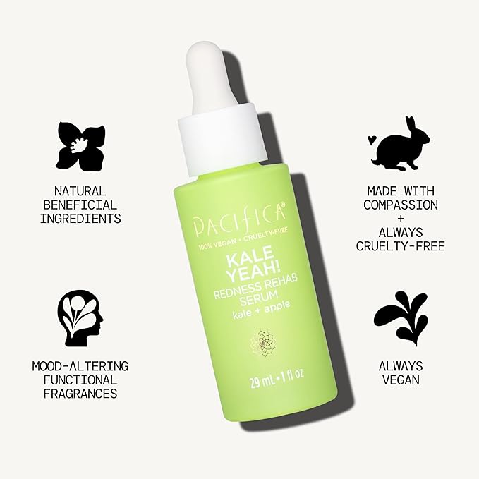 Pacifica Kale Yeah! Redness Rehab Serum – Niacinamide & Super Greens Face Serum to Calm Redness, Minimize Pores & Oil, Soothing Anti-Redness for Oily/Combination Skin Vegan Dermatologist Tested-VivaGrace Women