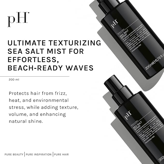 pH PURE HAIR Sea Salt Spray for Beach Waves - Volumizing Hair Spray for All Hair Types - Lightweight Unscented Formula for Textured Wavy Hair - Perfect for Curly, Wavy & Straight Hair - 6.76 Oz-VivaGrace Women