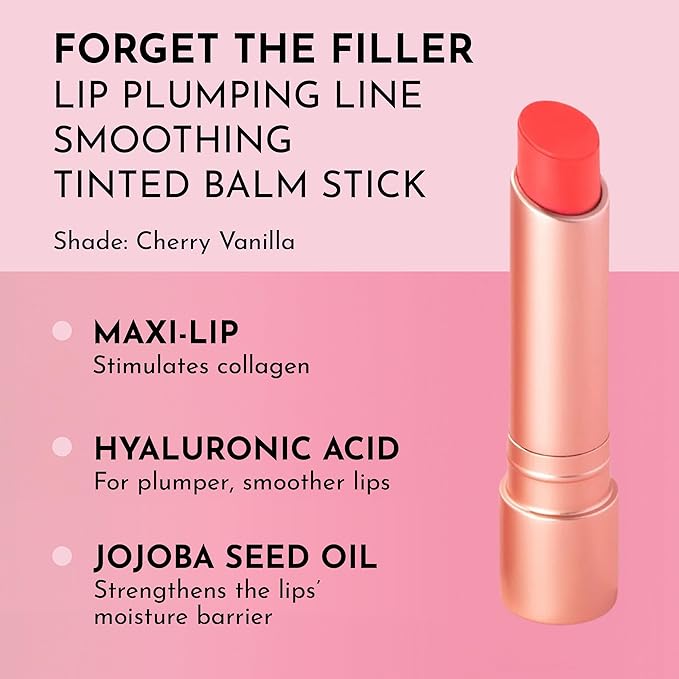 LAWLESS Forget the Filler Lip Plumping Line Smoothing Tinted Balm, Cherry Vanilla, Red, 0.09 Ounce-VivaGrace Women