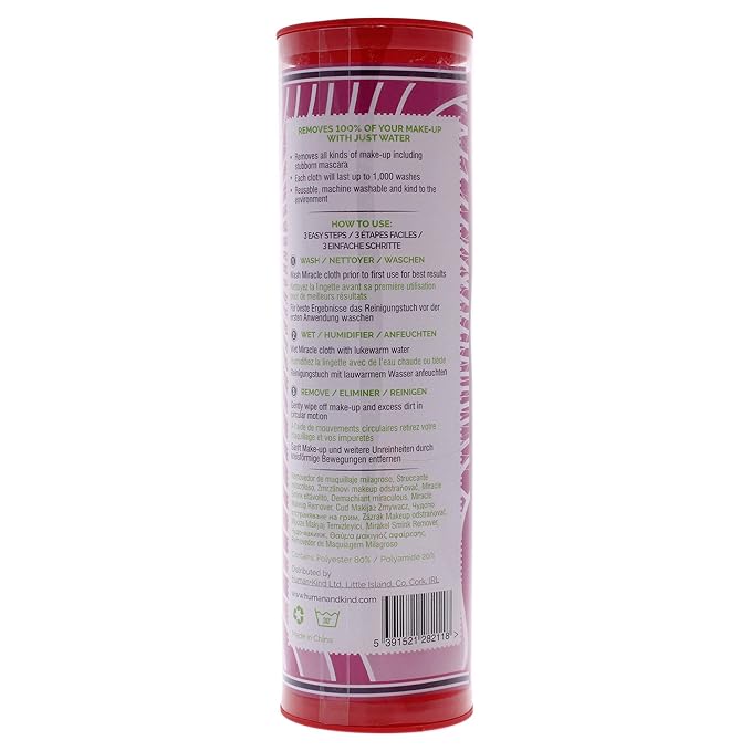 Human+Kind Miracle Makeup Remover - Super Soft, Washable Makeup Cleanser Towel and Skin Exfoliator - Sustainable Alternative to Disposable Makeup Wipes - Lasts Up To 1,000 Washes - 1 pc