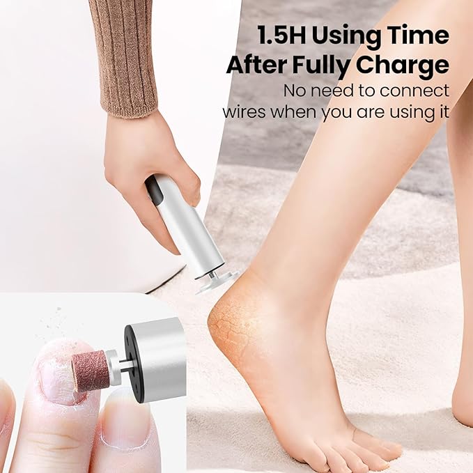 Electric Foot Callus Remover, 2 in 1 | 6 Speed Adjustable Foot File Nail Grinder with Sandpaper Disks, Professional Sander Pedicure Tool for Feet Dead Skin, Self Care Gifts for Women Mom Lover Friends-VivaGrace Women