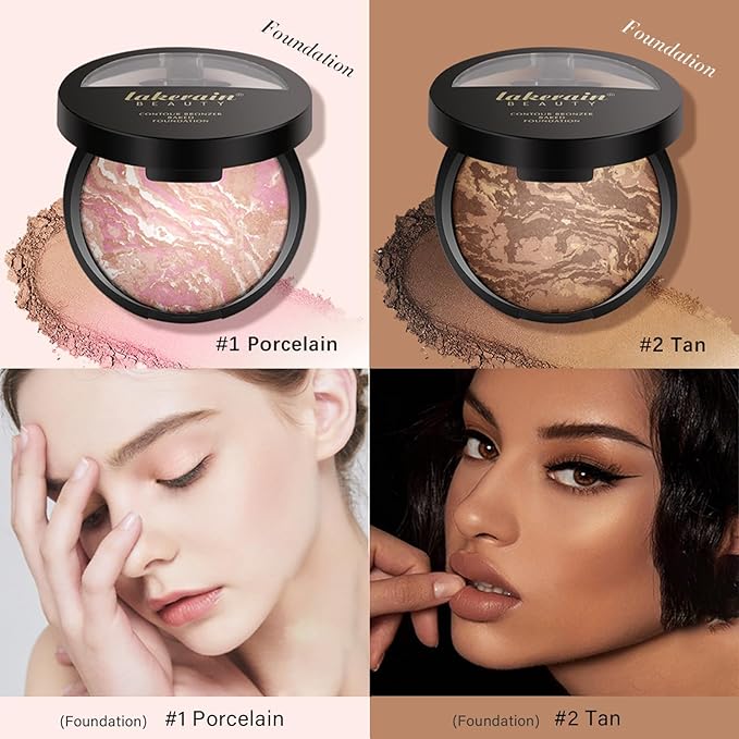 Baked Brighten Foundation, Coror Correcting Baked Balance Foundation,Buildable Coverage, Lightweight Powder Foundation, Creates a Perfect Canvas and a Natural Semi-Matte Finish(02# Tan)-VivaGrace Women