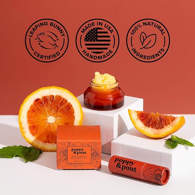 Poppy & Pout Blood Orange Mint Jumbo Lip Balm | All Natural Lip Balms & Moisturizers | Hydrates with Beeswax, Vitamin E, Organic Coconut Oil | Cruelty-Free | Lip Balm in Recyclable Cardboard Tube-VivaGrace Women