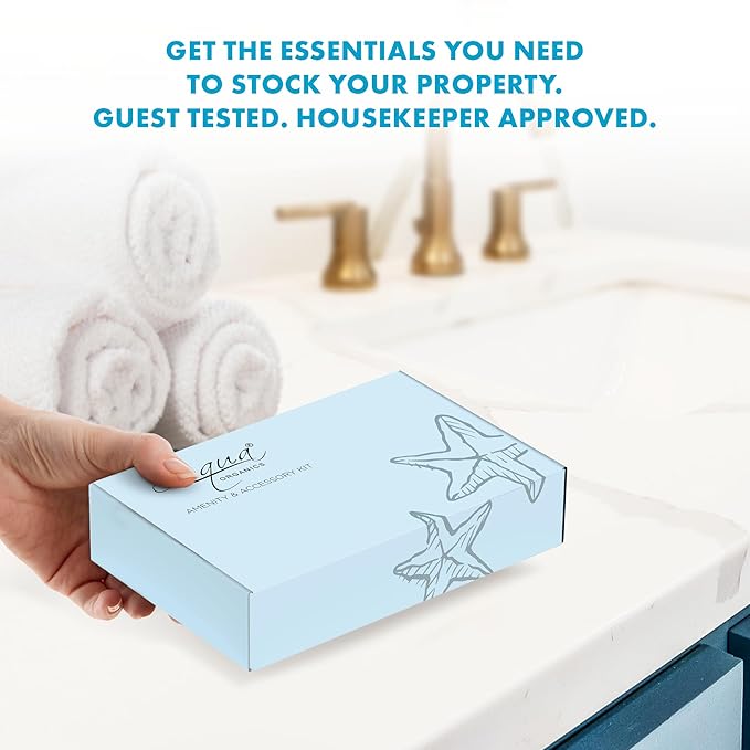 Aqua Organics Amenity & Accessory Kit|1oz Travel Size Shampoo,Conditioner,Lotion,Body Wash,Body Bar, Cleansing Bar, Shave & Dental Sets, Make-Up Remover Wipes & Vanity Kit|60 sets-VivaGrace Women