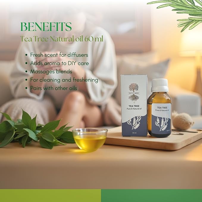 Roots & Above Tea Tree Essential Oil 2.02 Oz/60ml Pure Natural Oils for Skin, Face, Hair, Diffusers, Massage, Soap & Candle Making Scent-VivaGrace Women