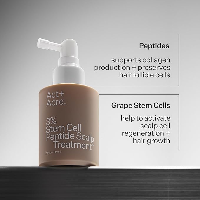 Act+Acre Cold Processed 3% Stem Cell Peptide Treatment | Boosts Hair Density | Grape Stem Cells, Peptides + Caffeine | Vegan, Fragrance-Free | 3 Fl Oz-VivaGrace Women