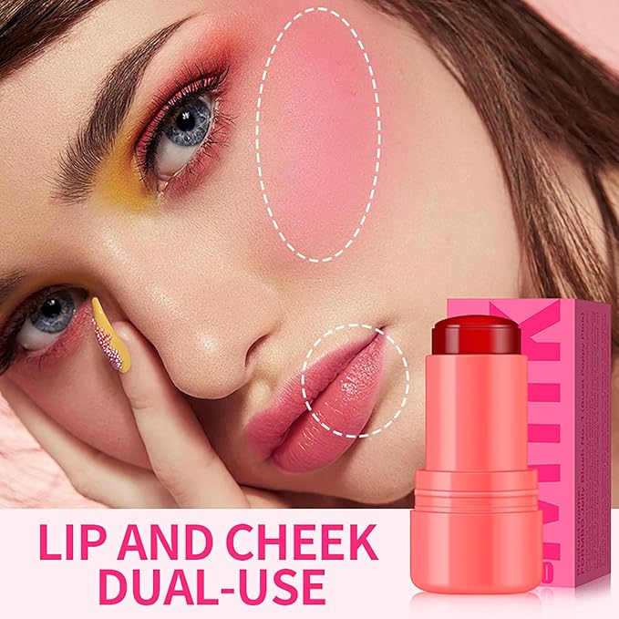 Cooling Water Jelly Tint Blush Makeup Blush Stick 3-in-1 Lip and Cheek Tint Stain Jelly Blush Multi-use Clear Glossy Gel Blush,0.18 Oz (Splash Berry, 0.18 Oz)-VivaGrace Women