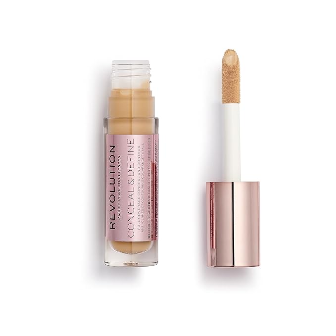 Makeup Revolution Conceal and Define Concealer, Full Coverage & Matte Finish, C9.2 for Medium/Tan Skin Tones, Vegan & Cruelty-Free, 0.7 Fl Oz-VivaGrace Women