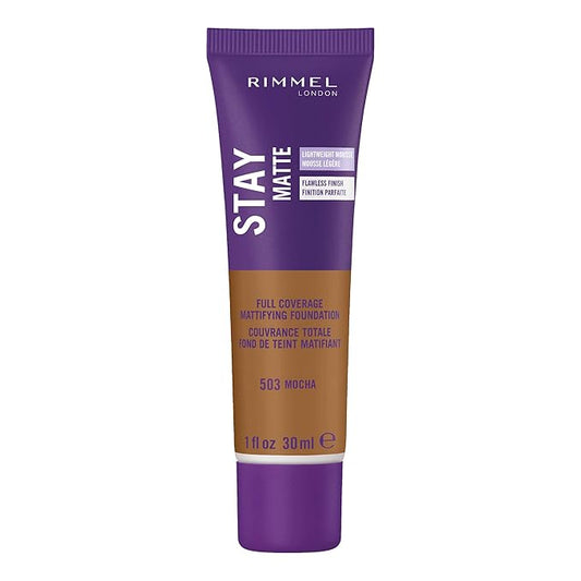 Rimmel London Stay Matte Liquid Mousse - 503 Mocha - Foundation, Lightweight, Shine Control, Oil-Free, 1oz-VivaGrace Women