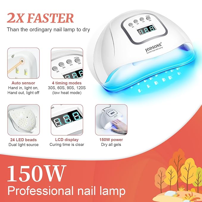 JODSONE Gel Nail Polish Kit with U V Light 32 Colors with Base Coat Matte Glitter Top Coat Gel Nail Set Manicure Salon Tools-VivaGrace Women