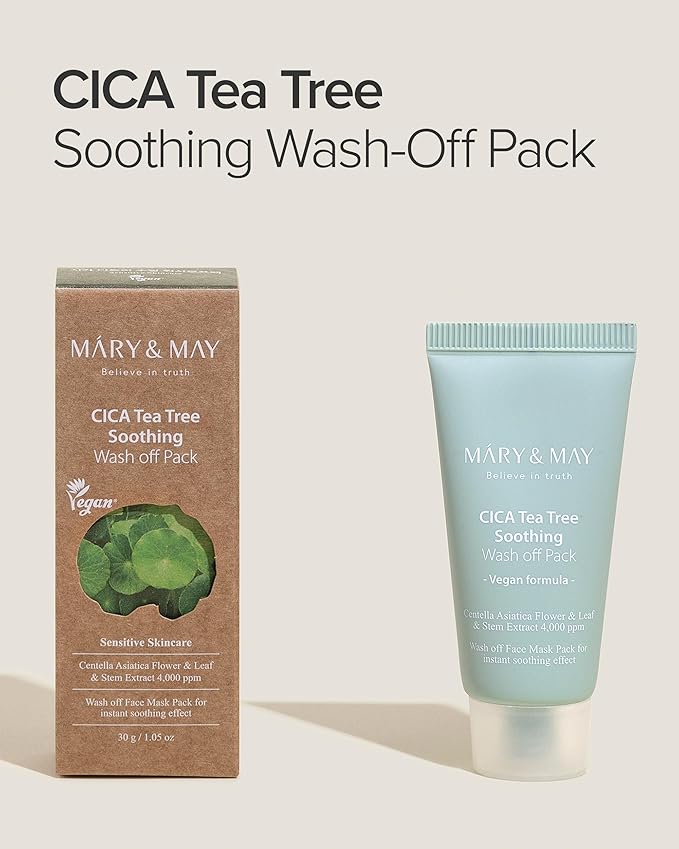 Mary&May CICA TeaTree Soothing Wash off Pack 30g | Centella Asiatica Extract, Tea Tree, Soothing, Pore Care, Trouble Relief, Mask Wash Off | Vegan, EWG Ingredients-VivaGrace Women