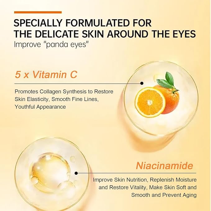 5 in 1 Vitamin C Eye Cream for Dark Circles and Puffiness - Eye Cream Anti Aging - Under Eye Cream for Puffiness and Bags Under Eyes - Eye Bag Cream for All Skin Types - Rejuvenate Your Eye Area-VivaGrace Women