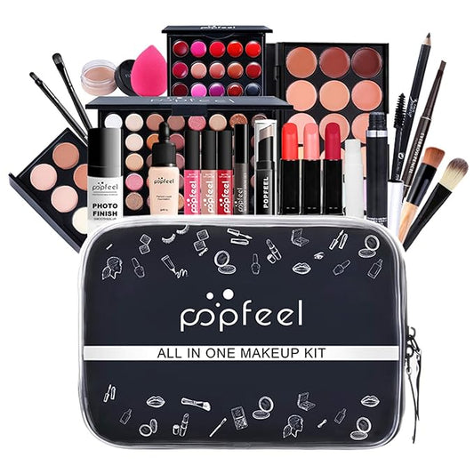 All in One Makeup Kit for Women Full Kit Girls Makeup Gift Sets Xmas Essential Bundle Include Eyeshadow Palette Lipstick Blush Concealer Eyeliner Mascara Foundation Brush Eyebrow Pencil-VivaGrace Women