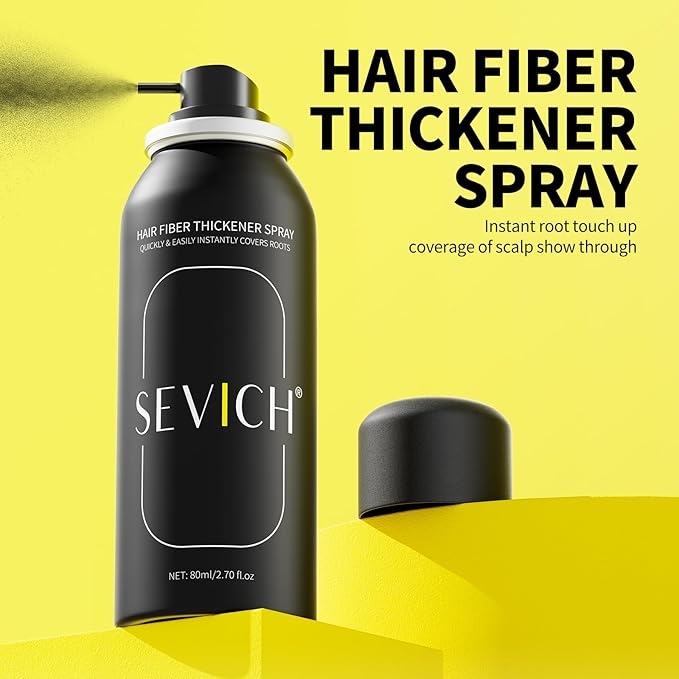 Sevich Hair Fiber Spray - Instant Hair Thickening Powder for Men & Women, Hair Building Fibers for Thinning Hair, Root Touch Up Hair Color, Waterproof, Sweatproof, Natural Look,80ml Black-VivaGrace Women