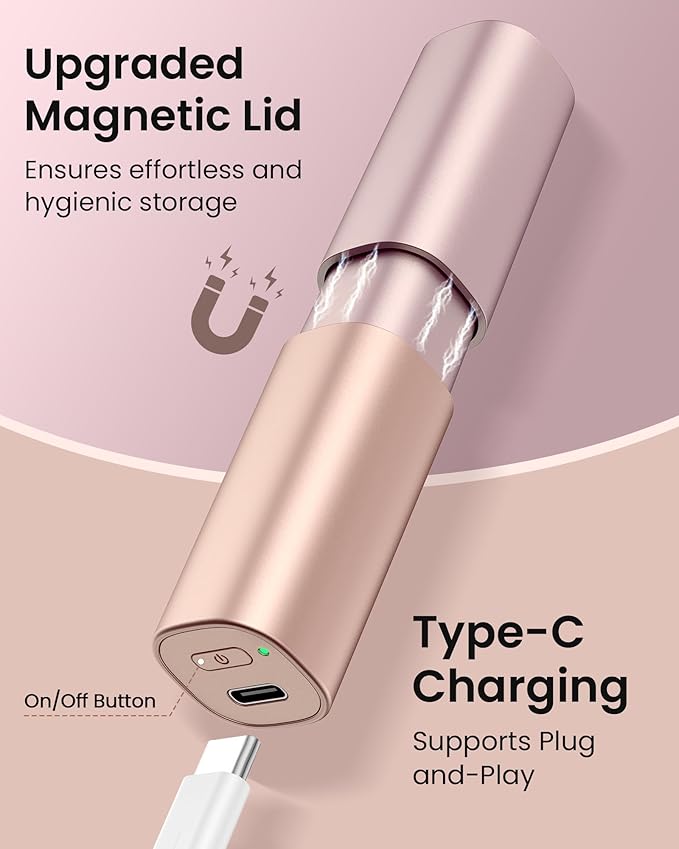 Rechargeable Facial Hair Remover for Women: Painless Mini Face Razors Shaver with 2 Replacement Heads,Electric Facial Hair Removal Device for Upper Lip, Chin & Face for Home & Travel-VivaGrace Women