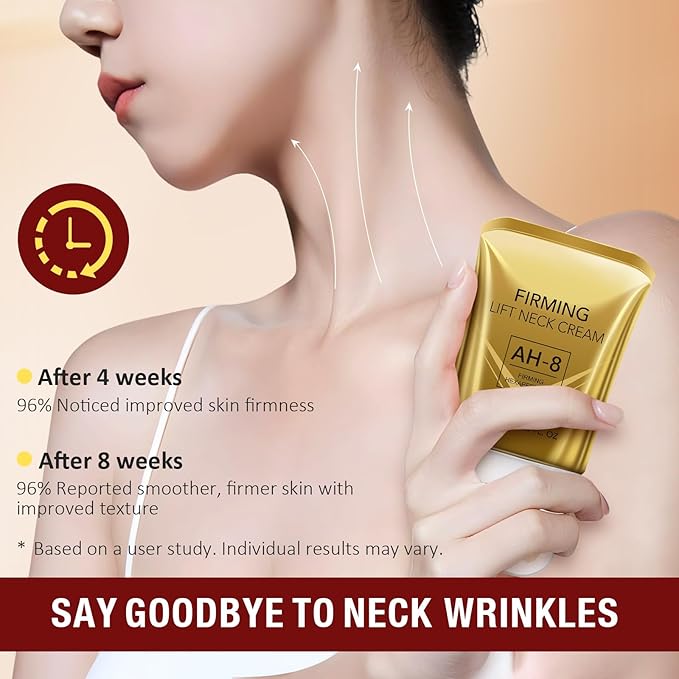 AH-8 Firming Neck Cream with Roller - Anti-Aging Moisturizer for Neck & Chest - Lifts, Tightens, Deeply Hydrates, Reduces Fine Lines & Wrinkles - For Crepey, Sagging Skin - 4.23 fl.oz-VivaGrace Women