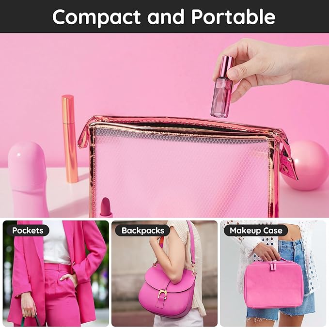 Segbeauty 5pcs Travel Refillable Atomizer, 10ML Empty Sprayer for Perfume, Mini Portable Glass Spray Bottle Dispenser for Cosmetic Accessories, Outgoing Travel Essentials-VivaGrace Women