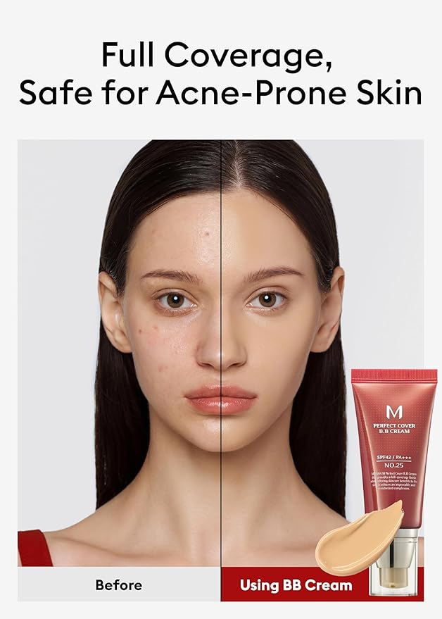 MISSHA M Perfect BB Cream No.25 Warm beige for light/medium with neutral skin tone SPF 42 PA +++ 1.69 Fl Oz - Tinted Moisturizer for face with SPF-VivaGrace Women