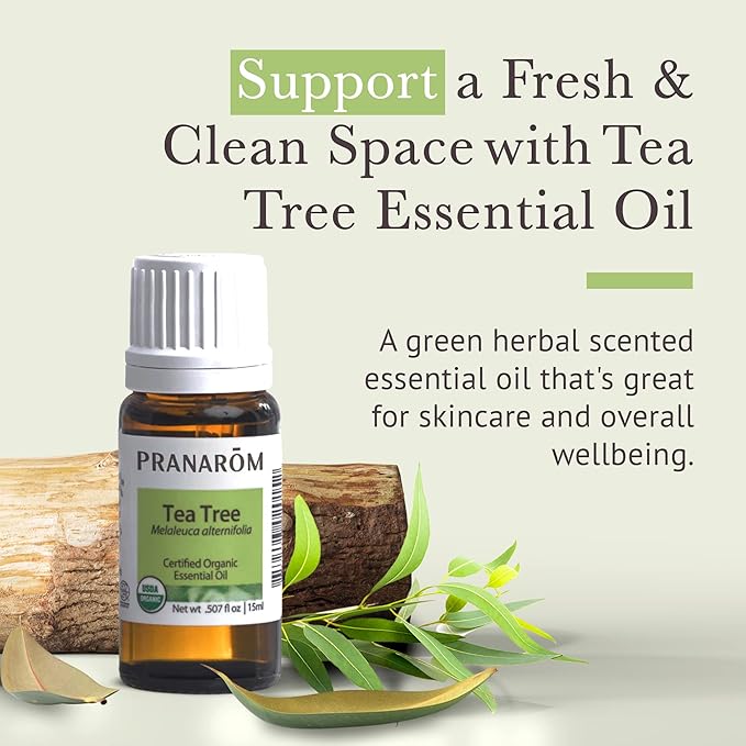 Pranarom USDA Certified Organic Tea Tree Essential Oil (15ml), 100% Pure Undiluted Therapeutic Grade from Zimbabwe for Aromatherapy, Diffuser, Healthy Skin & Hair, Massage, Relaxation-VivaGrace Women