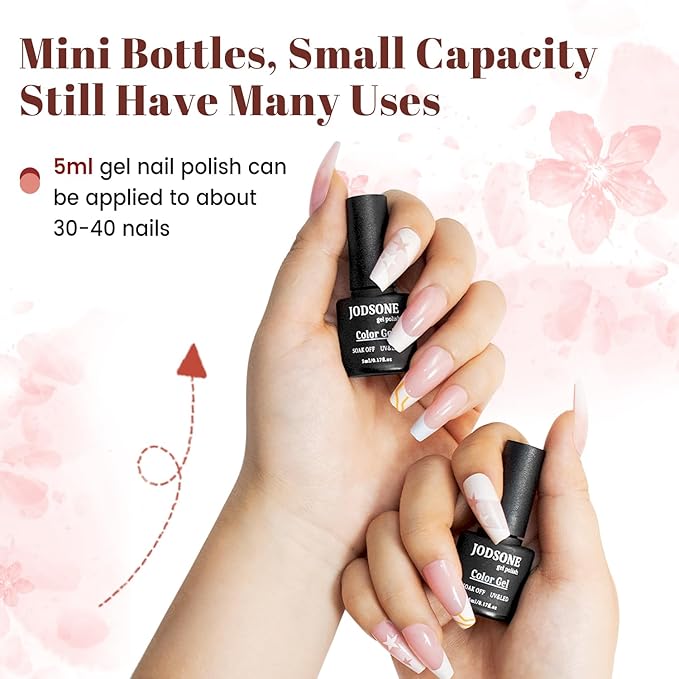 JODSONE 23 PCS Gel Nail Polish Set with Base Glossy and Matte Top Coat Multicolored Gel Nail Long Lasting Suitable for All Seasons-VivaGrace Women