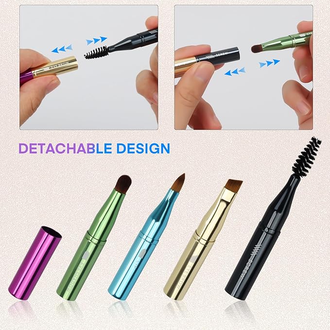 Unaone 4 in 1 Makeup Brush - Lip Brush for Lipstick, Eyebrow, Eyeshadow, Spiral Eyebrow Portable Detachable Multi-functional Lipstick Brush for Makeup-VivaGrace Women