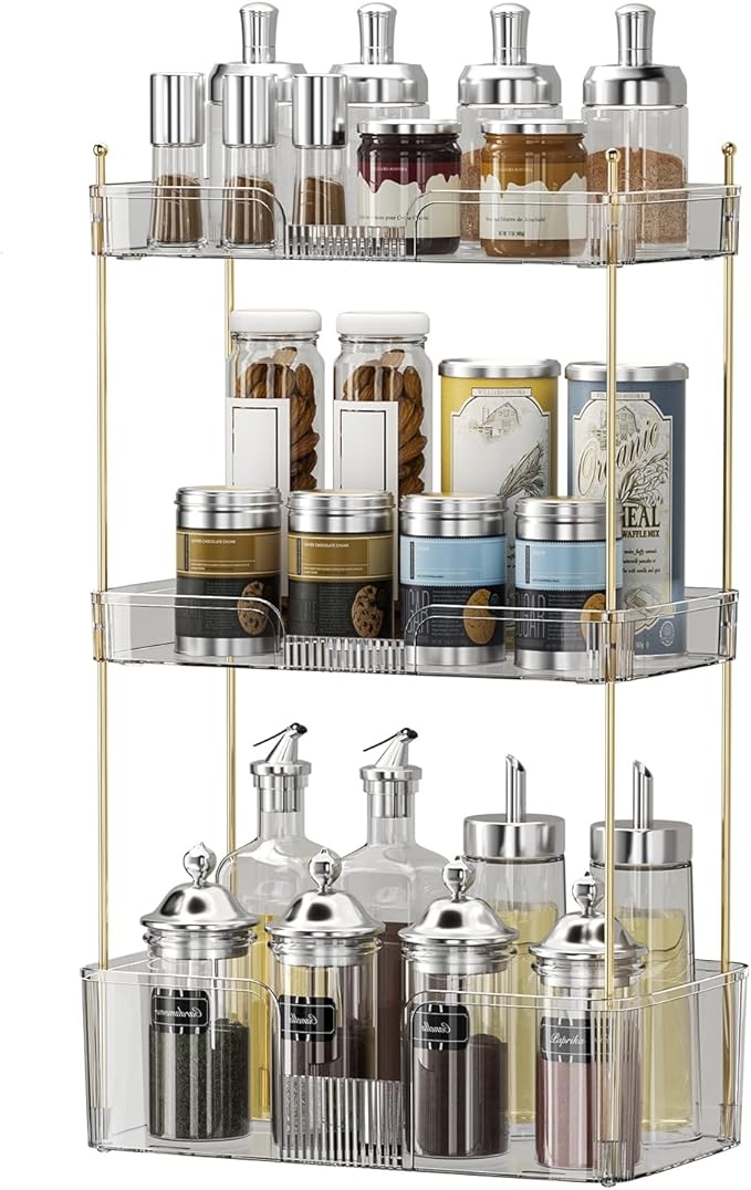 3 Tier Bathroom Countertop Organizer, Makeup Skin Care Organizer, Perfume Tray Vanity Countertop Organizer for Bathroom Countertops-VivaGrace Women