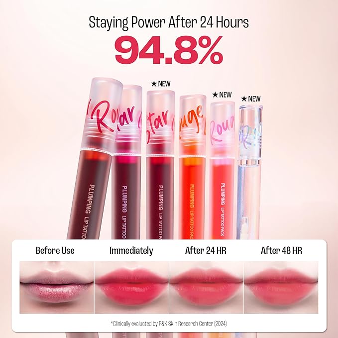 Rouge Star Plumping Lip Tattoo (0.17 oz) - 72-HR Long Lasting Waterproof Peel Off Lip Stain - Transfer-Proof, Non -Sticky Hydrating Matte Lip Tint Tattoo (Pop Pink)-VivaGrace Women