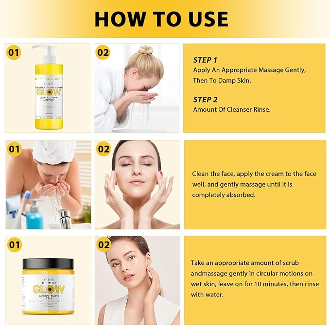 Glow Combo Skincare Set,3 In 1 Turmeric Combo Skincare Set，Turmeric Glow Butter, Skincare Gift Set For All Skin Type (1 Set)-VivaGrace Women