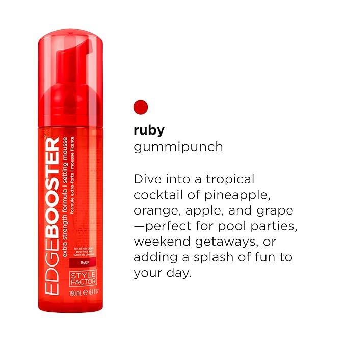 Style Factor EDGE BOOSTER Extra Strength Setting Mousse – Frizz Control, Extra Volume, and Conditioning – 6.4oz Ruby Mousse for Curly Hair-VivaGrace Women