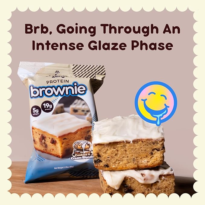 Prime Bites Protein Brownie from Alpha Prime Supplements | High Protein, Collagen Fortified Low Sugar Treat | Delicious Snack | 12 Bars per Box (Peanut Butter Candy Crunch)