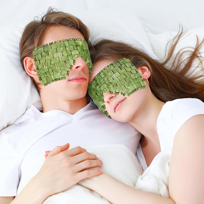 Jade Eye Mask Natural Green Jade Facial Maks for Relive Eliminate Puffiness-VivaGrace Women