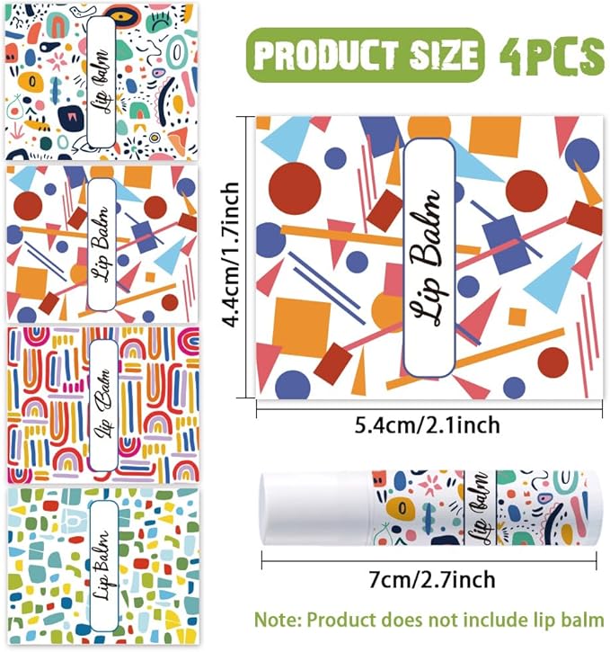 OLYCRAFT 100Pcs Self-Adhesive Lip Balm Tag Stickers 1.7x2.1 inch Waterproof Adhesive Label with Colorful Texture Rectangle Lipstick Tag Sticker for Lip Balm Container Tubes Lipstick Wrapping Decor-VivaGrace Women