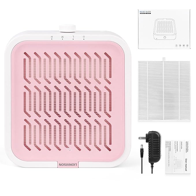 LIONVISON Nail Dust Collector for Salons: Vacuum Fan Dust Suction Machine for Beginners DIY - Manicure Pedicure Tool with Reusable Filter for Home-VivaGrace Women