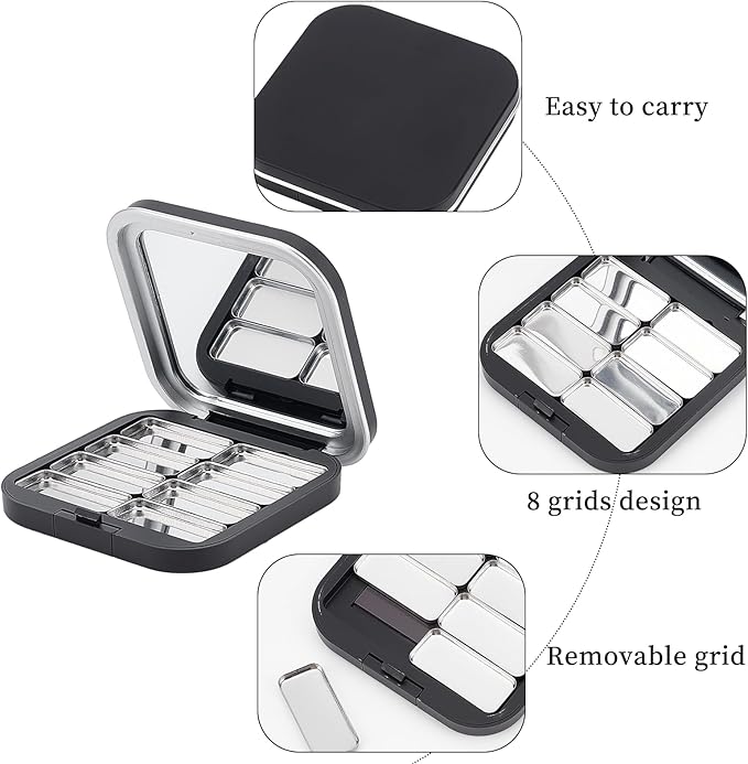NICENEEDED 2 Pcs Empty Eyeshadow Palettes, 8 Grids Blush Pallet Makeup, DIY Eye Shadow Pigment Holder Case Refillable Cosmetic Sample Makeup Storage Box for Women-VivaGrace Women