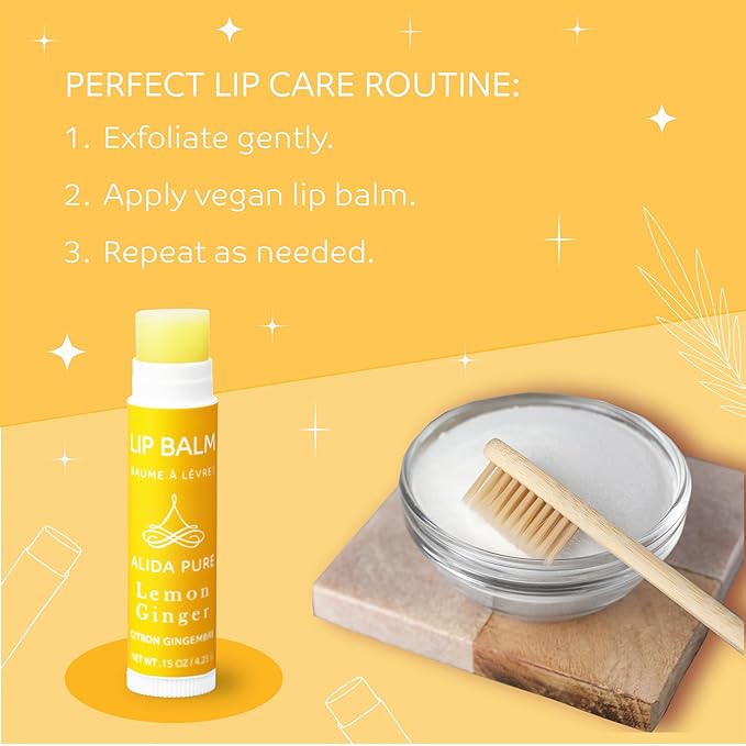 Lemon Ginger Lip Balm Collection, Vegan Lip Balm Set, Bees Wax Free, with Avocado Oil, Organic Jojoba Oil, Vitamin E, Natural Moisturizer For Dry, Cracked, or Chapped Lips, 3 Tube Set-VivaGrace Women