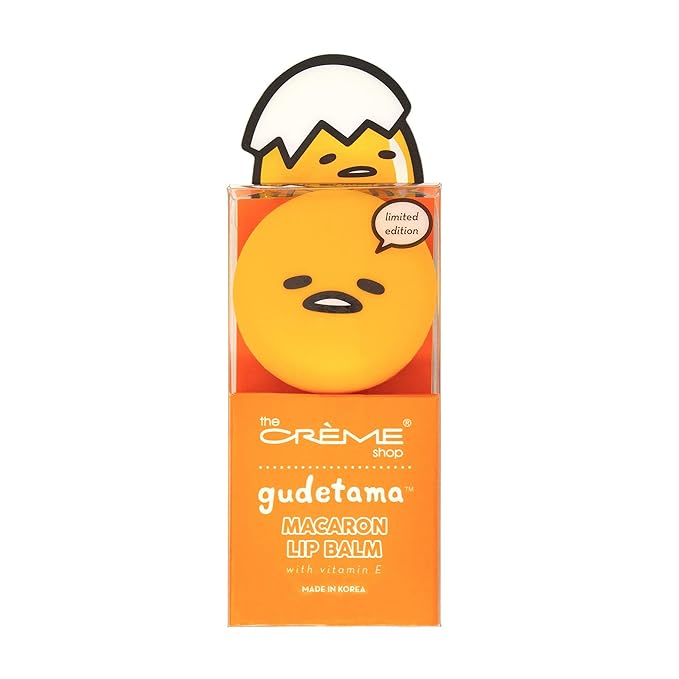 The Crème Shop x Sanrio Hello Kitty Macaron Lip Balm Korean Cute Scented Pocket Portable Soothing Advanced Must-Have on-the-go (Gudetama Peach Gummies)-VivaGrace Women