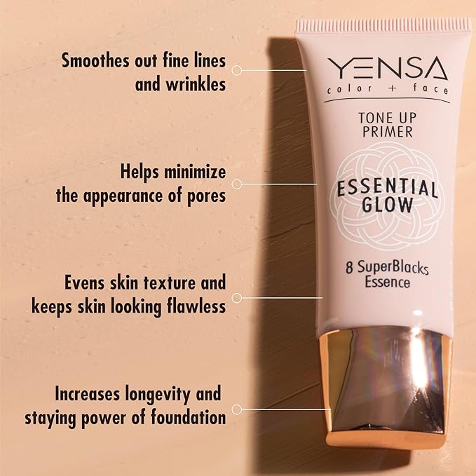 YENSA Tone Up Primer Essential Glow - Clean Superfood Formula with 8 Skin-Loving Ingredients - Minimizes Pores, Fine Lines & Wrinkles - Lightweight Satin-Sheen Finish-VivaGrace Women