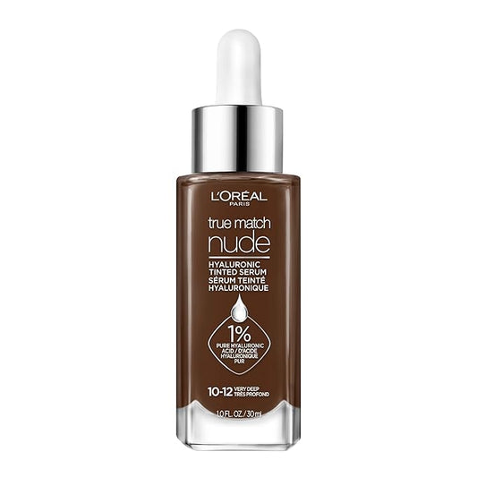 L'Oreal Paris True Match Nude Hyaluronic Tinted Serum Foundation with 1% Hyaluronic acid, Very Deep 10-12, 1 fl. oz.-VivaGrace Women