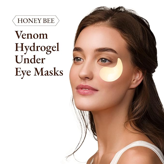 Honey Bee Venom Hydrogel Eye Masks for Dark Circles and Puffiness Bee Propolis Hydrogel Depuffing Eye Patches w/Bee Venom, Collagen & Niacinamide for All Skin Types (Pack of 60 Eye Pads)-VivaGrace Women