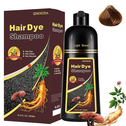 Light Brown Shampoo Para Pintar el Cabello - Instant Hair Dye Shampoo 3 in 1 Refresh Hair Color, Herbal Shampoo Hair Dye for Women Men, Easy to Use & Long Lasting Hair Color Shampoo 16.90 oz-VivaGrace Women