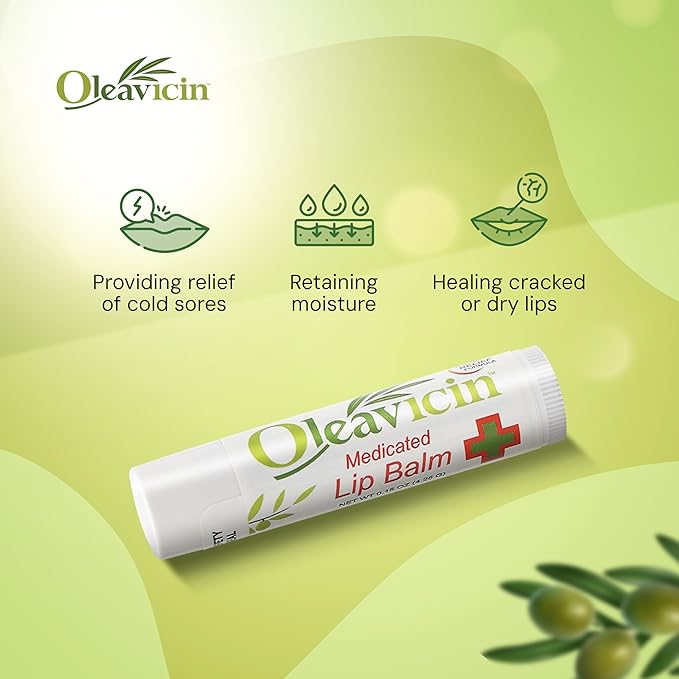 Natural Lip Balm by Oleavicin | Dry Lip Relief | Patented Moisturizing Formula for Chapped Lips | Organic Olive Leaf Extract-VivaGrace Women